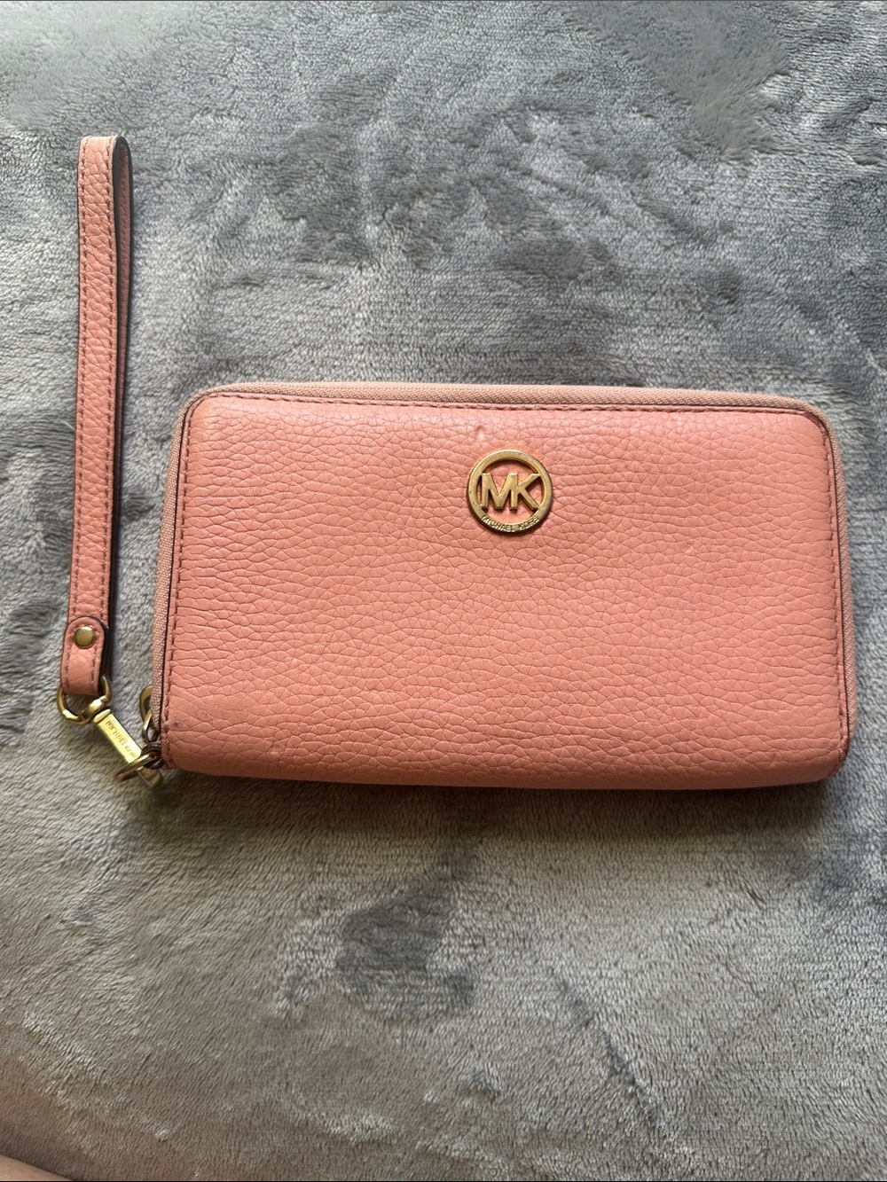 Michael Kors Rose Pink Pebbled Leather Wristlet Clutch